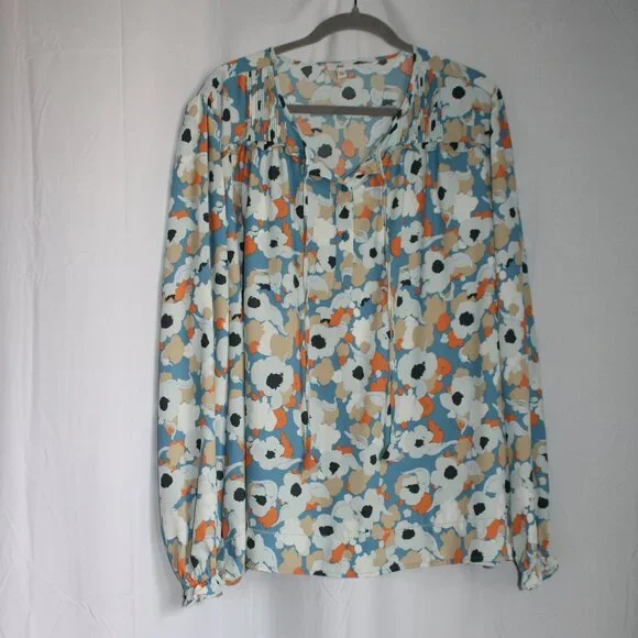NWOT Joie Floral Fields Boho Blouse Blue White Orange Limited Edition 2XL Fem - Picture 2 of 12